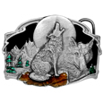 Howling Wolf Enameled Belt Buckle